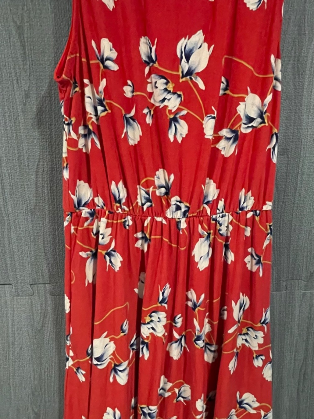 French Grey Floral Fit & Flare Dress | Red Multi Floral Print - Picture 4 of 4
